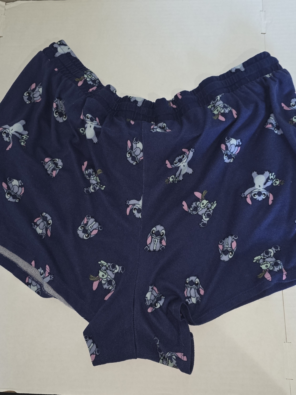 Disney Navy Blue Stitch All-Over Print Pajama Shorts with Pink Accents